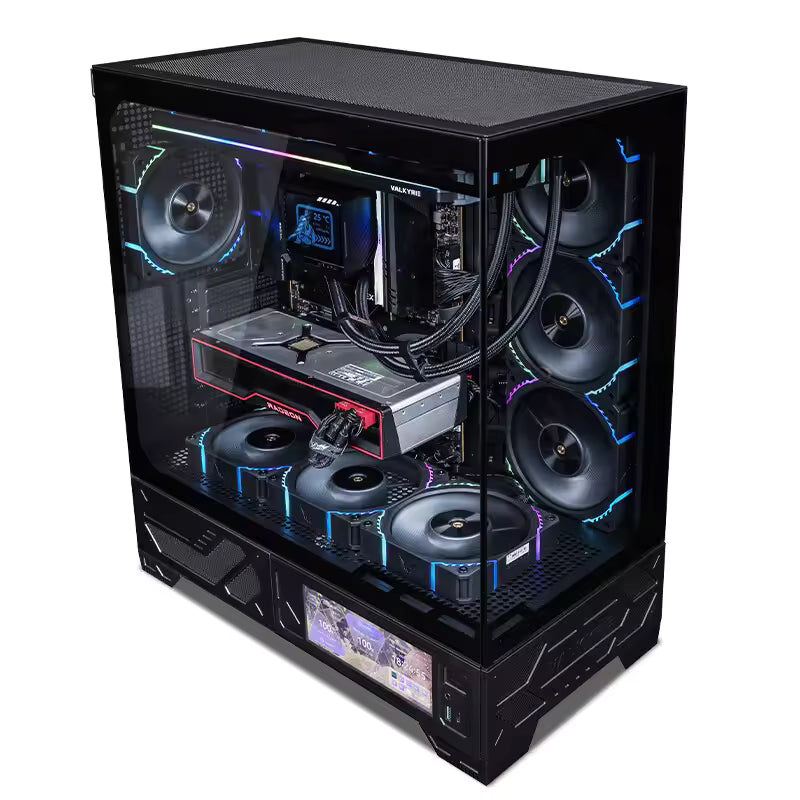 Gaming PC Ryzen 5 9600X, RTX 50 series, DLSS 4-AI Powered Performance, 32G DDR5, 1TB NVMe, Windows 11 Pro, integrated Touch LCD