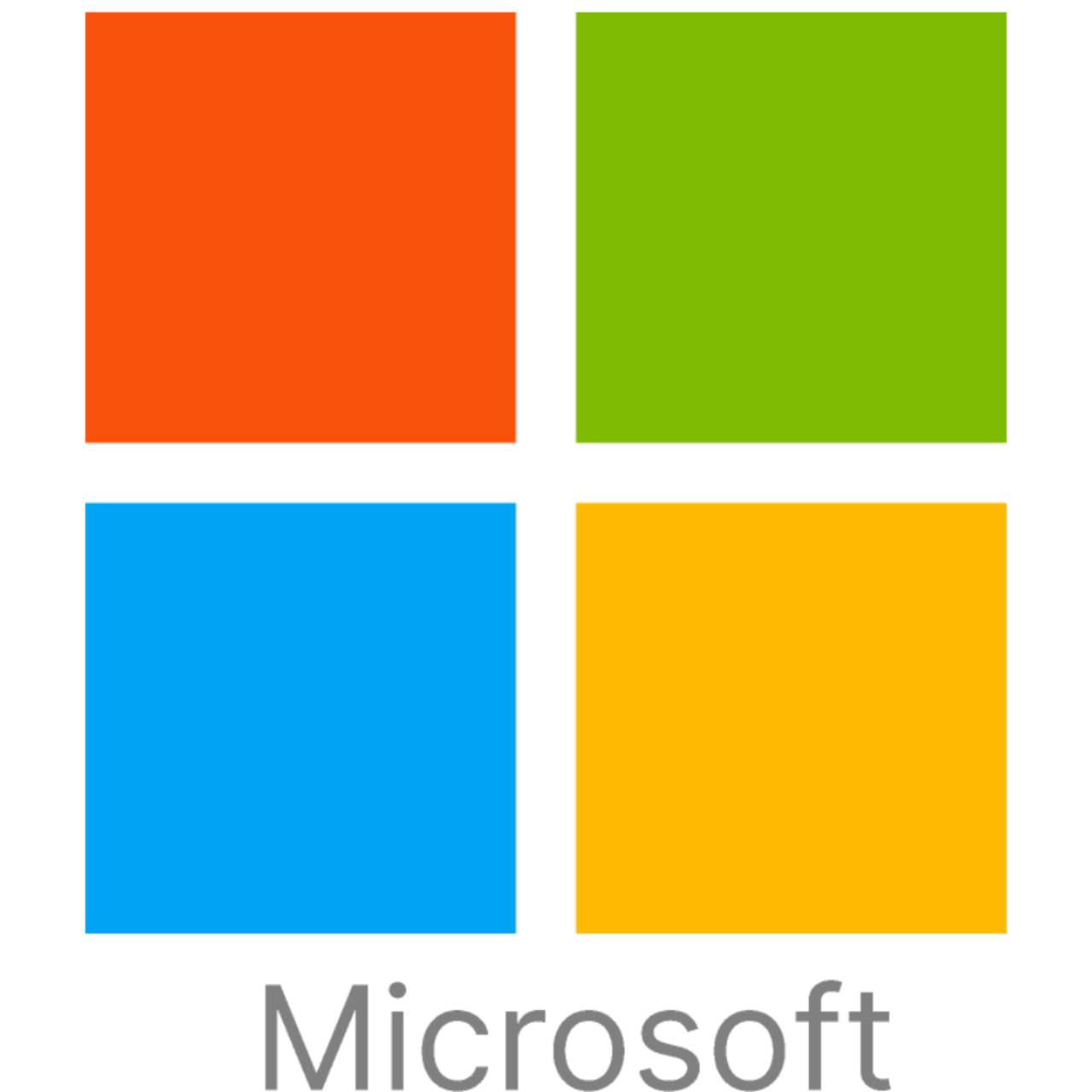 Microsoft logo with four colored squares on a white background