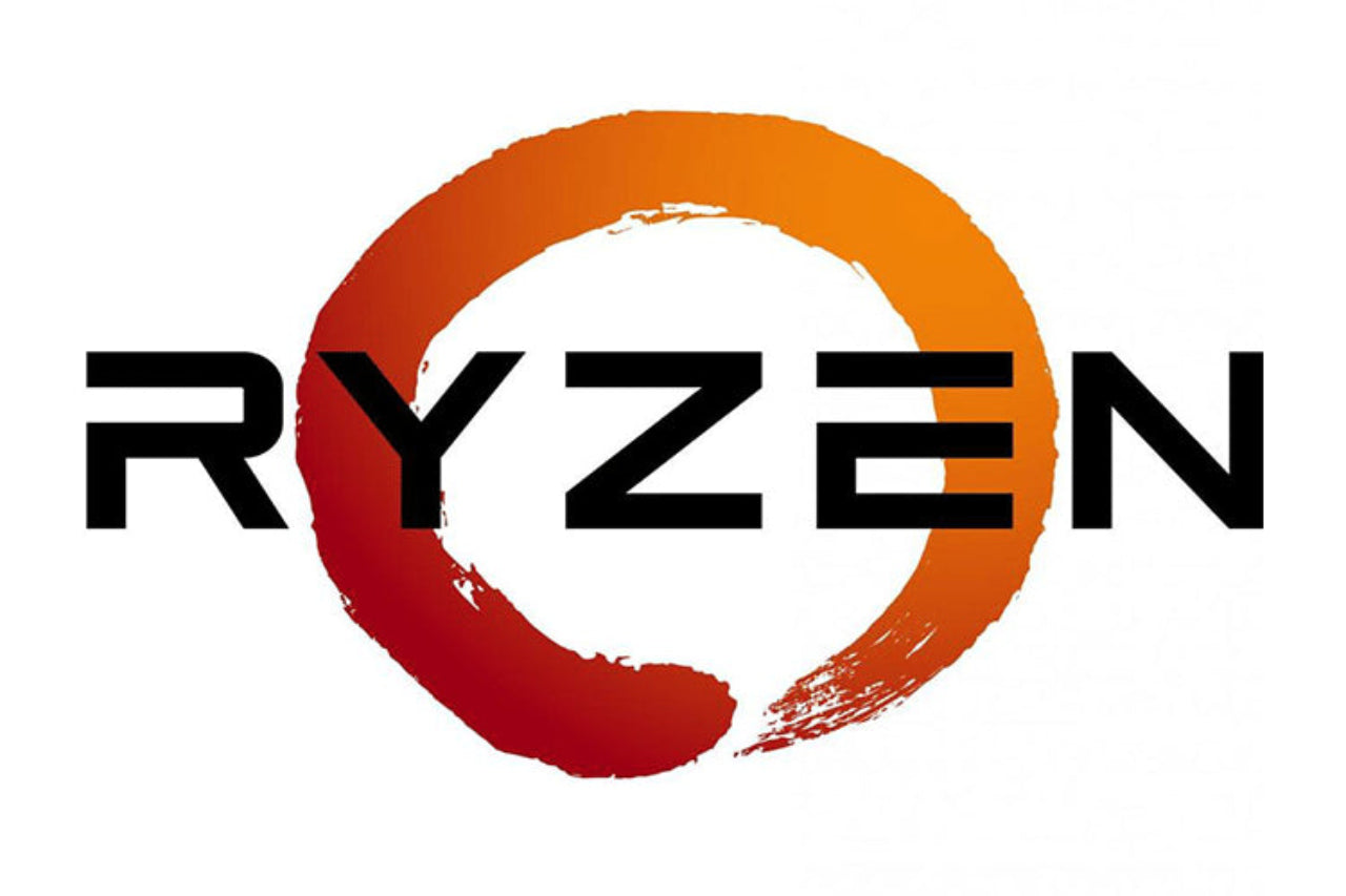 Ryzen logo with orange and red design on a white background
